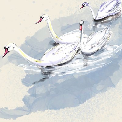 Hyde Park Swans, 2021 (akvarell på papir) av Marianna Kulukundis