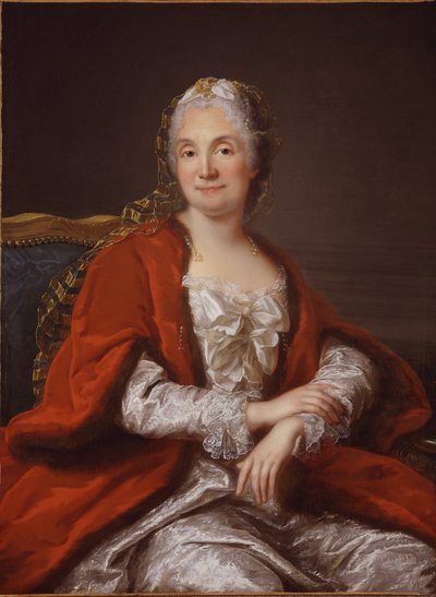 Marie Therese Rodet Geoffrin, saloniere francaise - Portrett av Madame Geoffrin (1699-1777), av Loir, Marianne (1715-1769). Olje på lerret, ca 1760. Privat samling av Marianne Loir
