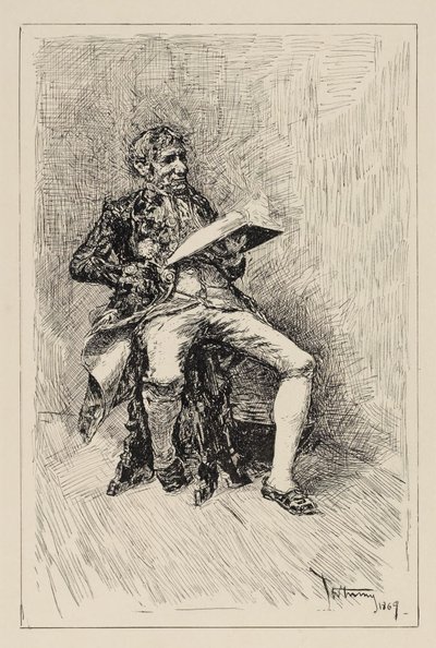 Sitzender Mann, der ein Buch liest av Mariano Fortuny