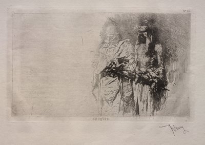Skisse (to arabiske figurer) av Mariano Fortuny y Marsal