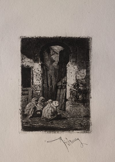 Tanger, sittende arabere. av Mariano Fortuny y Carbó