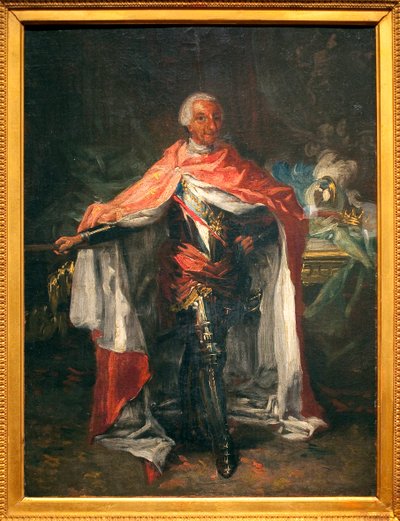 Portrett av Charles III av Spania (1716-1788) - Maleri av Mariano Salvador Maella (1739-1819), olje på lerret, skisse, spansk kunst av Mariano Salvador de Maella
