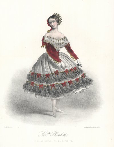 Den belgiske ballettdanseren Adeline Plunkett i La Manola de la Favorite, c1860 (farge litho) av Marie Alexandre (after) Alophe