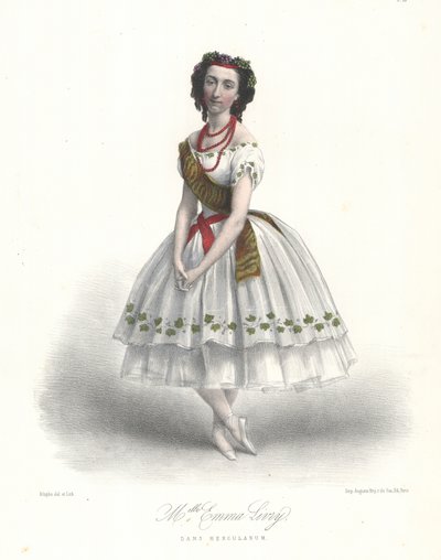 Den franske ballettdanseren Emma Livry i Felicien Davids ballett Herculanum ved Paris Opera av Marie Alexandre (after) Alophe