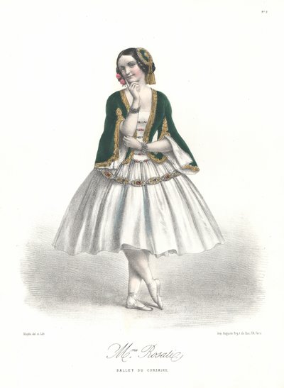 Den italienske ballettdanseren Carolina Rosati i Adolphe Adams ballett Le Corsaire ved Paris Opera av Marie Alexandre (after) Alophe
