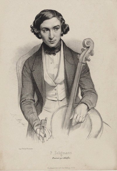 Portrett av cellisten og komponisten Hippolyte Prosper Seligmann 1817-1882, 1840. av Marie Alexandre Menut Alophe
