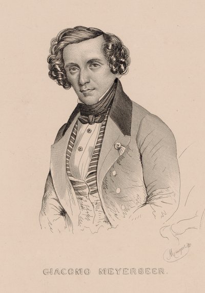 Portrett av komponisten Giacomo Meyerbeer 1791-1864, 1836. av Marie Alexandre Menut Alophe