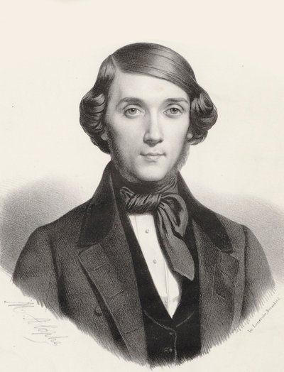 Portrett av pianisten og komponisten Jean-Henri Ravina 1818-1906, ca 1845. av Marie Alexandre Menut Alophe