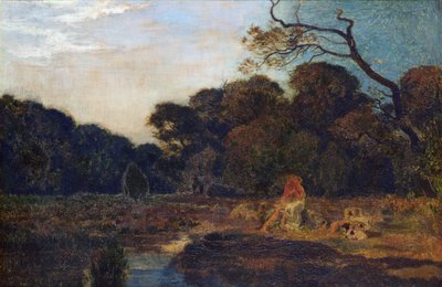 Lovers in a Landscape (olje på lerret) av Marie Auguste Emile Rene Menard