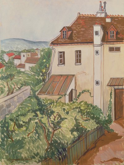 Utsikt over en hage (wc og blyant på papir) av Marie Clementine (Suzanne) Valadon