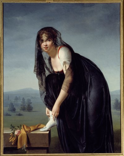 Studie av en kvinne etter naturen, også kalt et portrett av Madame Subtra. Maleri av Marie Denise Villers (1772-1821) av Marie Denise Villers