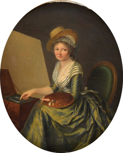 Selvportrett med staffeli. av Marie Elisabeth Lemoine