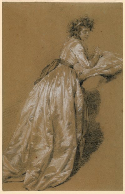Stående kvinne i hvit kjole av Marie Françoise Constance Mayer