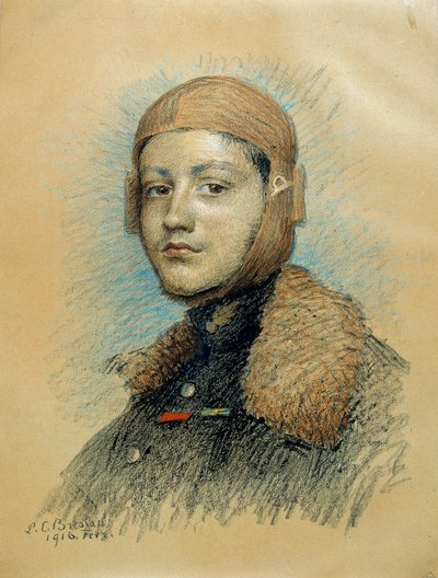 Portrett av Georges Guynemer (1894-1917), fransk krigspilot. Tegning av februar 1916. Tegning av Marie Louise Catherine Breslau (1856-1928) ec.suis. av Marie Louise Catherine Breslau
