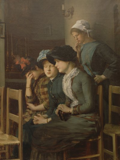 Ung jente med gjess (olje på lerret) av Marie Mrs Dujardin Beaumetz Petiet