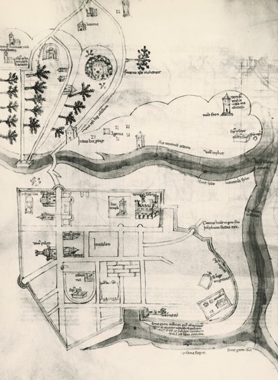 Kart over Jerusalem, fra Book of Secrets of Faithful of Cross (Liber Secretorum Fidelium Crucis) av Marino the Elder (after) Sanuto