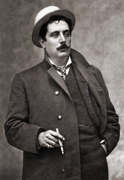 Portrett av musikerkomponisten Giacomo Puccini (1858-1924) av Mario Nunes Vais
