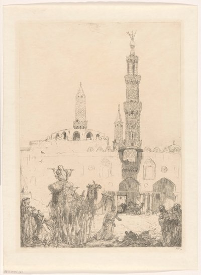 Al-Azhar-moskeen i Kairo av Marius Bauer (signed by artist)
