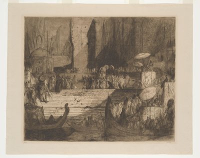 En begravelse på Ganges av Marius Bauer (signed by artist)