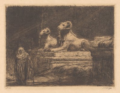 Egyptiske tempelvakter av Marius Bauer (signed by artist)