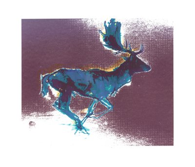 Fallow Buck (blågul skygge), 2015, (skjermtrykk) av Mark Adlington
