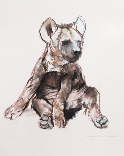 Hyaena Pup (sitter opp), 2019 av Mark Adlington