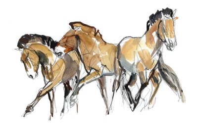 Mistral Three (Przewalski), 2013 (sennelier blekk, akvarell og gouache) av Mark Adlington