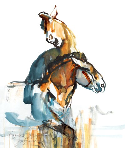 Paleolithic (Przewalski), 2013 (sennelier blekk, akvarell og gouache) av Mark Adlington