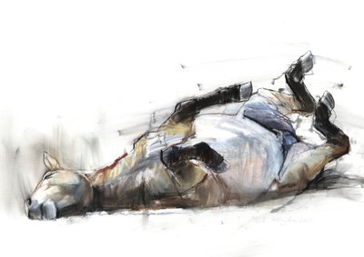 Rolling Rolling Rolling, 2011, (kull, conté og pastell på papir) av Mark Adlington