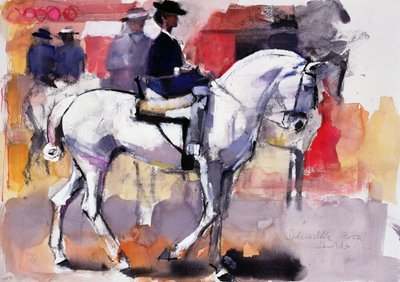 Sidesadel på Feria de Sevilla, 1998 (blandet media på papir) av Mark Adlington