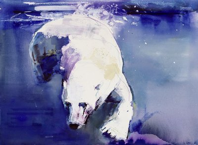 Underwater Bear, 1999 (blandet media på papir) av Mark Adlington
