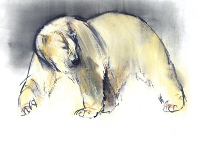 Yellow Ghost, 2016, (conté og pastell på papir) av Mark Adlington