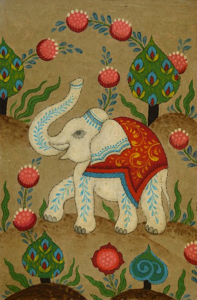 Puja-elefant, 2024 (akryl og blekk på kort) av Mark Briscoe