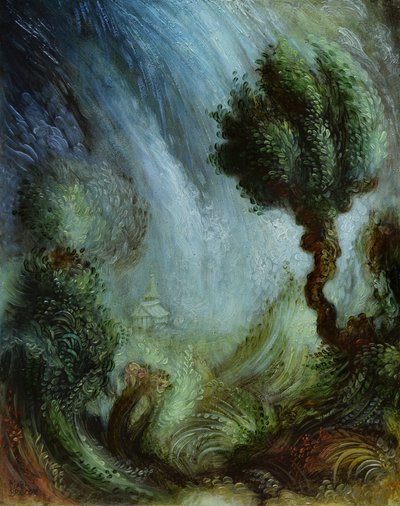 Rolig uro, 2022 (olje på panel) av Mark Briscoe