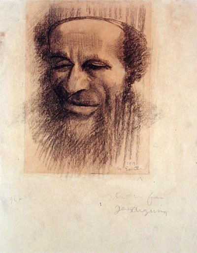 Head of a Rabbi, ca. 1910 (kritt på brunpapir) av Mark Gertler
