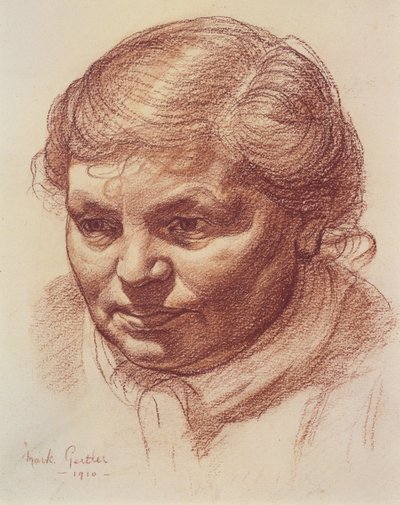 Leder for kunstnerens mor, 1910 (sangvinsk på papir) av Mark Gertler