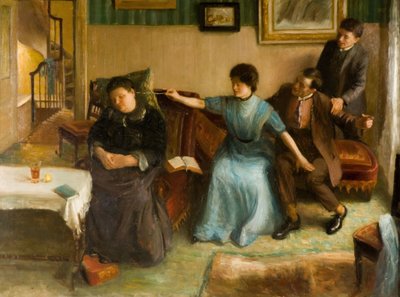 Portrett av kunstnerens familie, en leken scene, 1910-1911. av Mark Gertler