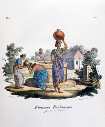 Brahminskvinne som samler vann, 1828 av Marlet et Cie