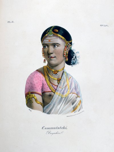 Kvinnelig danser bayadere, 1828 av Marlet et Cie