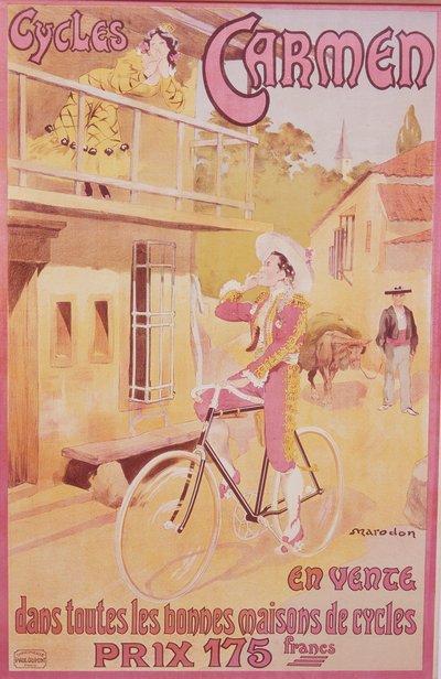 Plakat som reklamerer for Carmen-sykler, sent på 1800-tallet – begynnelsen av 1900-tallet av Marodon
