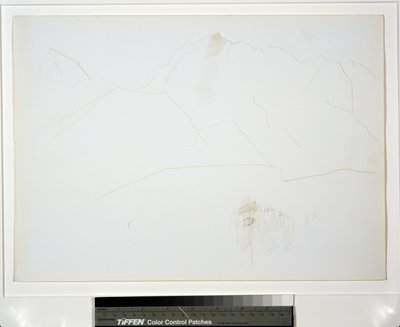 Fjelllandskap med treklump av Marsden Hartley