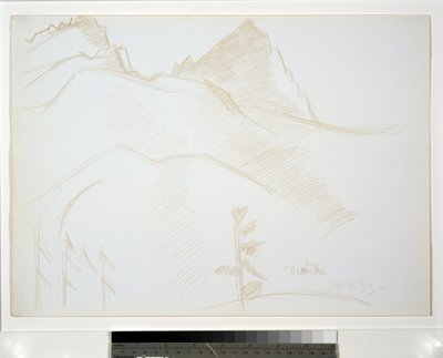 Fjelllandskap med furutrær av Marsden Hartley