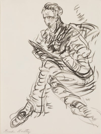 Selvportrett som tegner, ca. 1908 (litografisk fargestift på papir) av Marsden Hartley