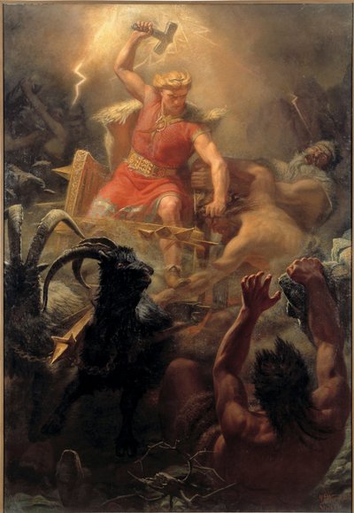 Le combat de Thor (Tor) avec les Geants - Thors kamp med kjempene - Winge, Marten Eskil (1825-1896) - 1872 - Olje på lerret - 484x333 - Nationalmuseum Stockholm av Mårten Eskil Winge