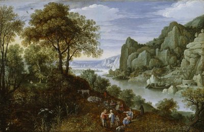 Elvelandskap med gruvedrift, 1620-29 av Marten Ryckaert
