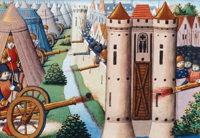 Beleiringen av Rouen (juli 1418-januar 1419) 1484, folio 19v, Vigiles de Charles VII av Martial de Paris (fl.15th century)