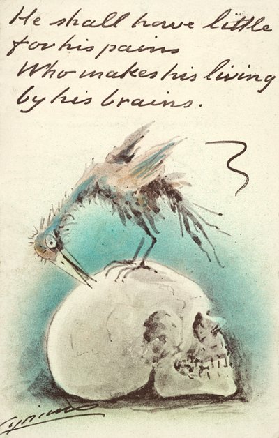 Han skal ha lite for sine smerter / som lever av sin hjerne (farge litho) av Martin  Anderson