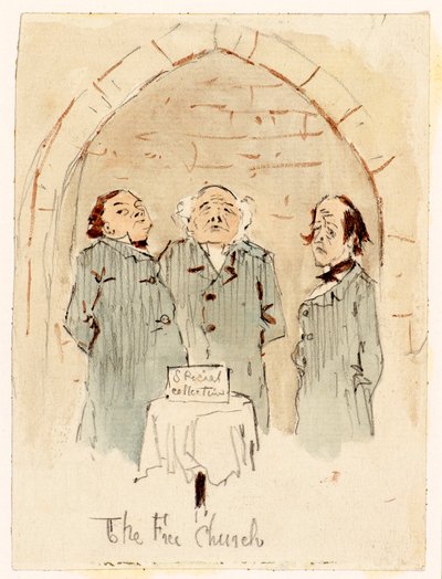 Frikirken (blyant og akvarell) av Martin  Anderson