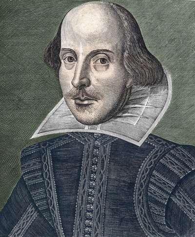 Portrett av William Shakespeare (1564 - 1616). av Martin Droeshout
