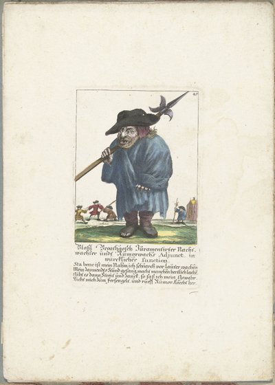 Dwerg Blassl Broatgosch, rundt 1710 Blassl Broatgosch Jurassic Night Watchman and Rumorwachs Adjunct, i ekte funksjon (tittel på objekt) Il Callotto resurcitato eller nyinnredet lite skap (serietittel) av Martin Engelbrecht (attributed to)